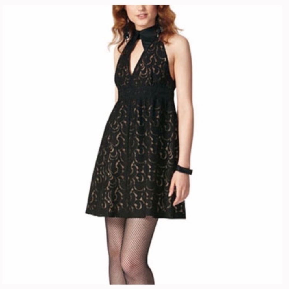 Anna Sui Lace Tuxedo Collared Dress